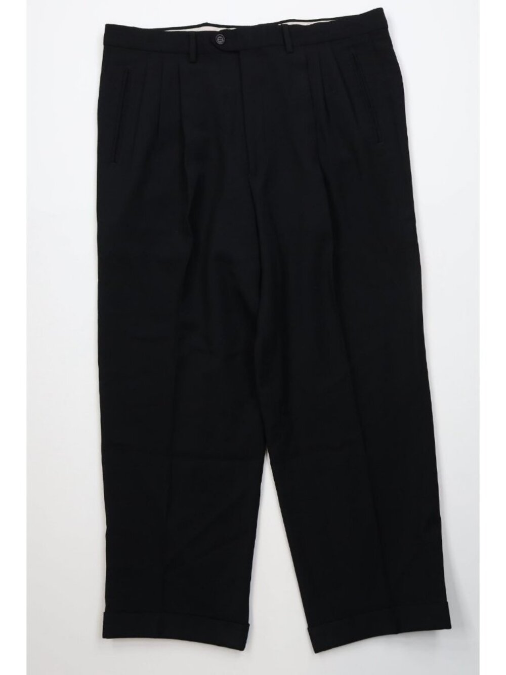 Vintage 90s Streetwear Mens 36x26 Wool Whipcord Knit Pleated Cuffed Chino Pants
